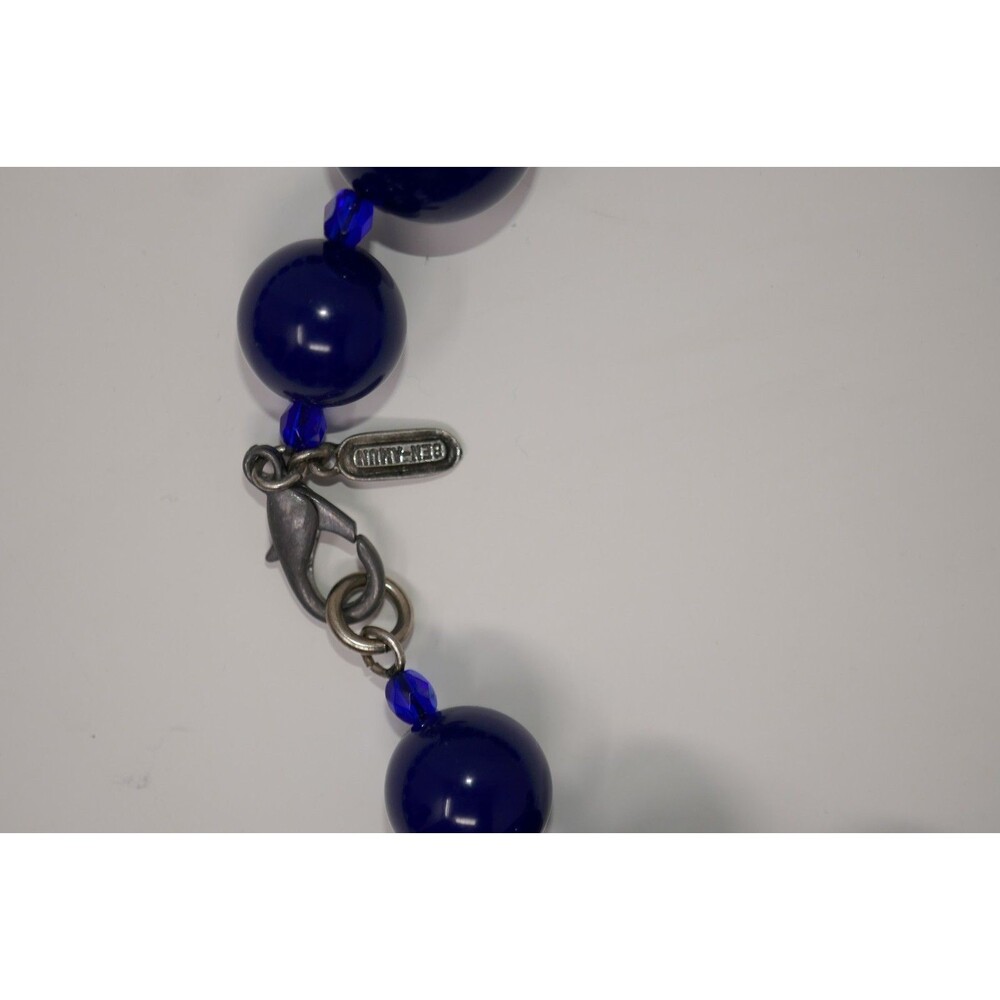 Ben-Amun Cobalt Navy Blue Chunky Beaded Necklace with Lobster Clasp - Picture 7 of 8